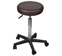 Wynira Tabouret de bureau marron réglable en hauteur avec vérin à gaz 64-84 cm, tabouret roulant avec rembourrage, diamètre du cadre 52 cm, siège ergonomique pour bureau à domicile et lieu de travail