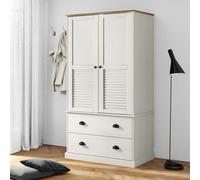 Wynira VIGO Armoire blanche 90 x 55 x 170 cm en pin massif avec tringle à vêtements, tiroir, design store, espace de rangement pour chambre à coucher, couloir, dressing, garde-robe robuste