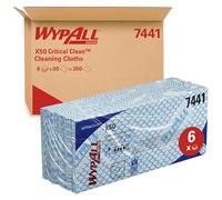 WypAll® Chiffons de Nettoyage X50 7441, Chiffons Bleu à Code Couleur, Contact Alimentaire, Haute Absorption, 6 Paquets x 50 Chiffons Interfeuilletés (300 au total)
