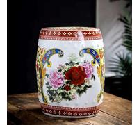 WYQXTY Tabouret de Jardin décoratif en céramique Ceramic Drum Stool with Floral Design 23x35cm Indoor Outdoor Seating Side Table(A)