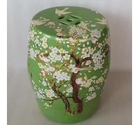 WYQXTY Tabouret de Jardin décoratif en céramique Tabouret de Tambour en céramique émaillée Peint à la Main Style Chinois, Support Fleurs Jardin Multicolore(Green a)