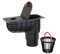 WYSKONT Bac de Descente gouttière DN110/DN125 avec Panier filtrant Amovible, récupérateur et évacuation des eaux pluviales, Protection Contre Feuilles et débris, Noir