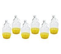 WYSKONT Bouteille de vin Ballon à col étroit avec Couvercle pivotant et Panier pour Le Stockage de Boissons fermentées en Verre Transparent, hermétique, Lot de 6 x 5 l