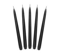 wYw Lot de 10 bougies coniques en cire Noir mat 24 cm Durée de combustion 5 heures