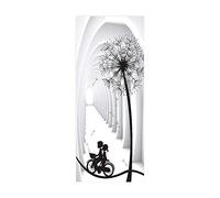 WYXWZ Porte Trompe l'oeil Arche et Pissenlit Blanc PVC 63x205 cm Sticker Porte Murale 3D Décoration