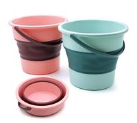 WYYFXY® 2PCS Seau Pliable Bassine 5L Bassine Pliable avec Poignée - Plage, Pêche, Camping, Randonnée, Voyage, Voiture (Vert et Rose)