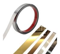 WZERHO Moulure décorative flexible autocollante pour mur, miroir, décoration de meubles, argent, 10 m x 1 cm