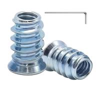 WZHUIDA Lot de 50 écrous à visser M6 x 8 mm - Insert fileté en bois - Manchons à visser - Douilles filetées - En alliage de zinc - Écrou à enfoncer à six pans creux