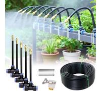 Wzmazingly Kit De Brumisation Rafraîchissante Pour Terrasse Extérieure Buse Flexible À 360° Avec Filtre Système D'irrigation De Jardin Avec Tuyau PE Pour Serre, Pelouse Et Plantes