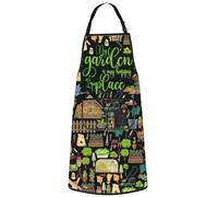 WZMPA Tablier de jardinage avec poches - Cadeau de jardinier « The Garden Is My Happy Place » - Tablier réglable pour jardinier et fleuriste, Happy Place F Ap, Medium