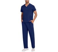 WZMYDBD Uniforme Médicale Homme Ensemble Tenue de Travail Infirmiere Professionnelle Blouse Medicale 2PCS Haut et Pantalons Tissu à Séchage Rapide Vêtement Médical Uniforme Médecin Blouse avec Poches