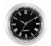 Wzmzjy Mini Horloge à Mécanisme Encastrable Compact Insert D'horloge à Mécanisme Rond pr Décorateurs Amateurs, Argent Noir, Emballage Standard