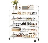 WZSMZKHF Chariot à Chaussures Salle de Bain avec Trous de Drainage - Étagère Chaussures Roulante en Plastique, Meuble Range Léger et Multifonctionnel pour Placard, Entrée(L80 x W20 x H108cm)