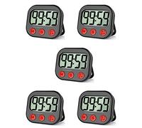 Wzxksoac 5X Minuterie de Cuisine, Minuterie Visuelle Numérique, Horloge Magnétique, Chronomètre, Compte à Rebours, Grand écran LCD pour