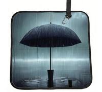 WZYCWB Coussin de siège pliable imprimé parapluie noir sous la pluie - Coussin pliable portable avec mousqueton, adapté pour les stades, le camping, la randonnée et d'autres occasions.