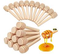 WZYTEU 35 pcs Cuillere a Miel, Emballés Individuellement Naturel Cuillère à Miel en Bois Pour la Bocal de Miel Distribuent Drizzle Miel, Faveurs De Fête De Mariage (10cm)