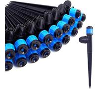 Wzzy Gurden 50 Pièces Goutteur Irrigation Réglable pour Tube 4/7 mm, 360 Degrés Micro Asperseur Goutte à Goutte avec Connecteur Barbelé & Piquet de Support, Goutteur D'irrigation Insertion