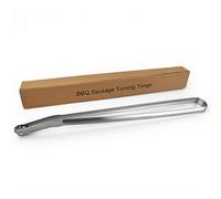Wzzy Gurden Pince à Barbecue avec molette Longue pour saucisses - Viande - BBQ Sausage Turning Tongs for Cooking - Pince rotative à Saucisse - Pince à Griller en métal - Pince de Cuisine en Acier