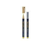 SECURIT - Lot de 2 Feutres Craie Liquide - Pointe 1-2 mm | Pour Surfaces Non Poreuses: Tableaux, Verre, Miroirs - Couleur Or/Argent