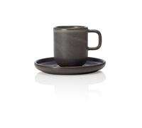 x 6 tasses à espresso et soucoupes en Grès 0,09 L Gris pierre H 65 mm Was Germany Gris G