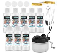 X ARTY HUB Kit Nettoyage Aérographe, 8 * 120 ML Nettoyant Aérographe et 1 Pot de Nettoyage avec Support, Nettoyants Puissants pour Peintures Aqueuses et Acryliques, Nettoyage Airbrush & Autres Outils