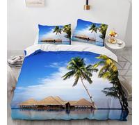 X Cm Housse De Couette Polyester Coton Housse De Couette X Avec Deux Taies D'oreiller X Cm Paysage De Plage Parure De Lit Anti-Allergique