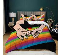 X Cm Microfibre Housse De Couette Doux Confortable Parures De Lit Couple Arc-En-Ciel Housse De Couette X + X Taies D'oreiller Xcm