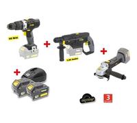 X-FIT PACK « GROS oeUVRE » 3 machines 18V + 2 batteries 18V 3.0Ah : Perceuse percu/visseuse + Marteau Perfo + Meuleuse d'angle