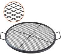X-Marks Grille de foyer, Φ 760 x 25 mm Grille de feu de camp BBQ en acier avec poignée et fil X de soutien, ustensile de cuisine portable de camping pour les fêtes et les réunions en plein air, noir
