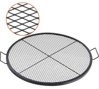 X-Marks Grille de foyer, Φ 910 x 25 mm Grille de feu de camp BBQ en acier avec poignée et fil X de soutien, ustensile de cuisine de camping portable pour les fêtes et les réunions en plein air, noir