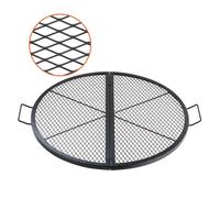 X-Marks Grille de foyer 910 x 25 mm - Grille ronde pliable en acier - Grille de feu de camp BBQ avec poignée & fil X de soutien - Ustensile de cuisine portable pour le camping, noir