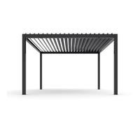 X-Metal Pergola Bioclimatique Autoportante en Aluminium Anthracite 398,7 x 398,7 cm, Hauteur 234 cm, Lames Doubles avec Télécommande