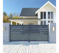 X-Metal Portail Battant Ajouré en Aluminium 300x140 cm | Anthracite avec Serrure et Accessoires | Résistant au Vent et Sans Entretien | Compatible Motorisation