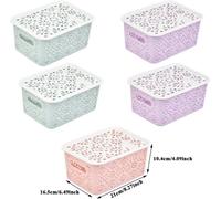 x paniers de rangement en plastique - paniers ménagers 23,5 x 16,3 x 10 cm boîte de rangement avec trous pour poignées et