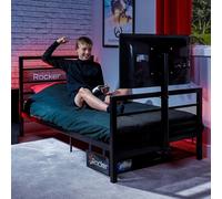 X-Rocker Basecamp Lit de Jeu TV avec Support Rotatif, Rangement et Gestion des câbles, lit Simple Twin de 0,9 m, Cadre en métal, idéal pour Chambre d'enfant, TV jusqu'à 40" - Noir