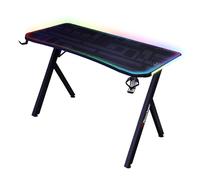 X-Rocker Lumio Bureau de jeu compact 110 cm x 55 cm, lumières LED RVB contrôlées par application, design peu encombrant, crochet pour écouteurs, porte-gobelet, cadre en métal robuste pour adultes et