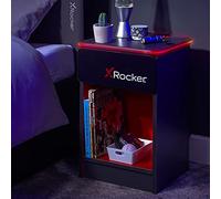 X-ROCKER - Table de Chevet Carbon-Tek avec Chargeur sans Fil et éclairage LED Gris/Rouge