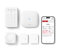 X-Sense Kit de Sécurité Maison Connecté avec Base SBS50, AS05 | Alertes via l’Application, Compatible Alexa, avec Capteurs de Porte, Mouvement et Clavier