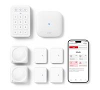 X-Sense Kit de Sécurité Maison Connecté avec Base SBS50, AS08 | Alertes via l’Application, Compatible Alexa, avec Capteurs de Porte, Mouvement et Clavier