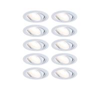 Paulmann Spot encastré LED Calla orientable 30° D90 mm 5,2W 4000K IP65 Chrome mat Lot de 10