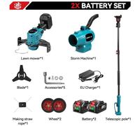 X11 : Tondeuse et souffleur de feuilles 3-en-1 - Outil de jardinage sans fil - Moteur 2500 W - Vitesse d'air : 200 m/s - Compatible avec les batteries 18 V - Coffret comprenant 2 batteries - Coffret a