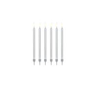 x12 Bougies anniversaire argent 12.5 cm