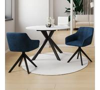 IDMarket Chaises de salle à manger MADY pivotantes en velours – Lot de 2 bleu