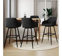 IDMARKET Lot de 4 tabourets de bar MADY avec accoudoirs en velours noir