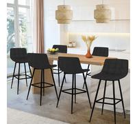 IDMarket Tabourets de bar MADY – Lot de 6 – Velours noir