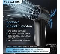 X64 Pro voiture ventilateur violent puissant ventilateur d'air électrique moteur sans brosse poussée électrique plumeau d'air pour voiture sèche 1.5 kg/s 350 km/h set