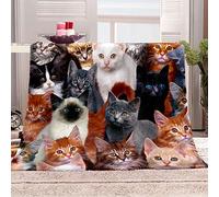 XADITON Couverture Plaid Canape 130X150Cm Impression De Chat Animal Imprimée Motif, Couverture en Flanelle Épaisse Douce Et Confortable, Couverture Lit 1 Personne Chaude pour Adulte Et Enfant
