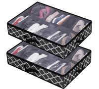 XAIODRAGONSKY Lot de 2 organiseurs de rangement pour chaussures sous le lit, convient à 24 paires, grande boîte à chaussures sous le lit, organisateur de chaussures pliable transparent sous le lit