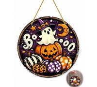 XALFST Panneau Décoratif de Porte Halloween en Bois, 1 Pièce, Suspension Immédiate par Cordage Inclus, Renforce l'Attractivité de Votre Façade Saisonnière