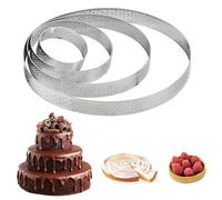 Xanewza 4 Pièces 6/10/15/20 cm Cercle à Pâtisserie, Cercle à Tarte Perforé | 430 Acier Inoxydable, Cercle à Tarte Anneau à Tarte de Pâtisserie en Forme de Cercle, Perforés pour Gâteaux en Mousse